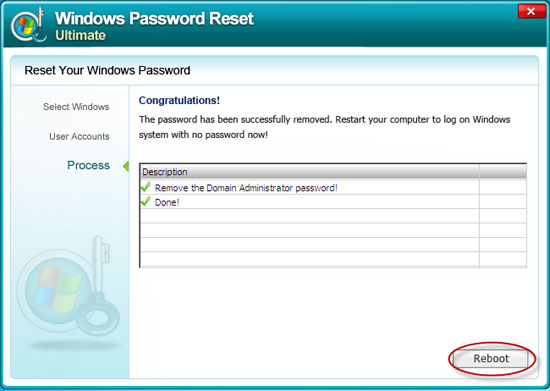 reset Windows Server 2008 admin password successful